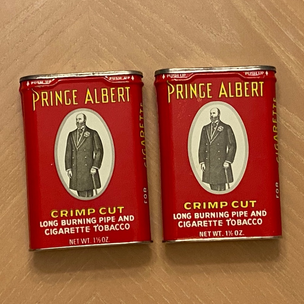 Vintage Prince Albert Crimp Cut Tobacco Tin (2 pack)